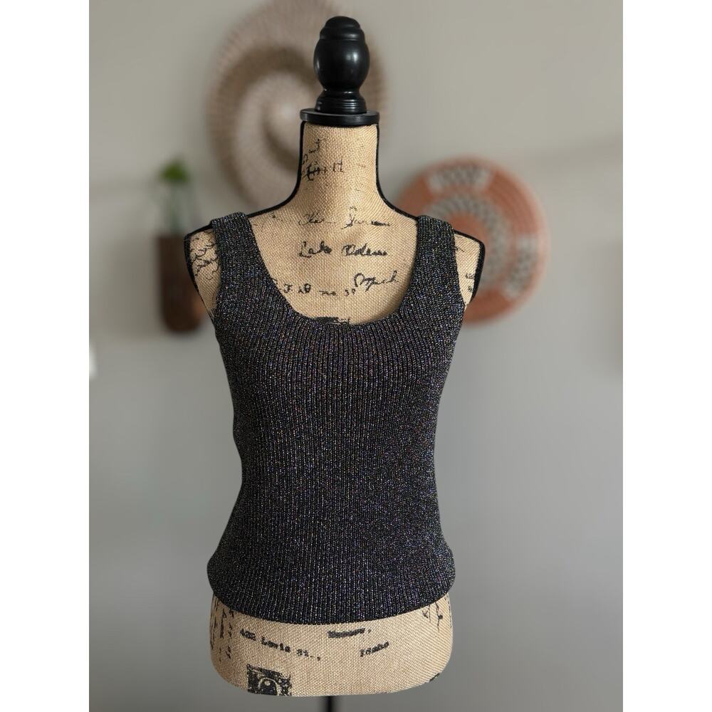 Creazioni Effeci Multicolor Metallic Knit Sleeveless Scoop Neck Tank Top M